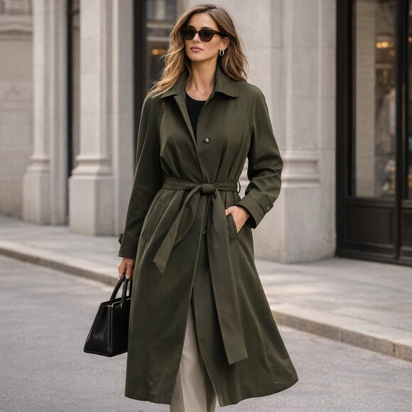 London Fog Jackets & Blazers - London Fog Olive Green Trench Coat | Removable Lining | Size 12PET | Brand New